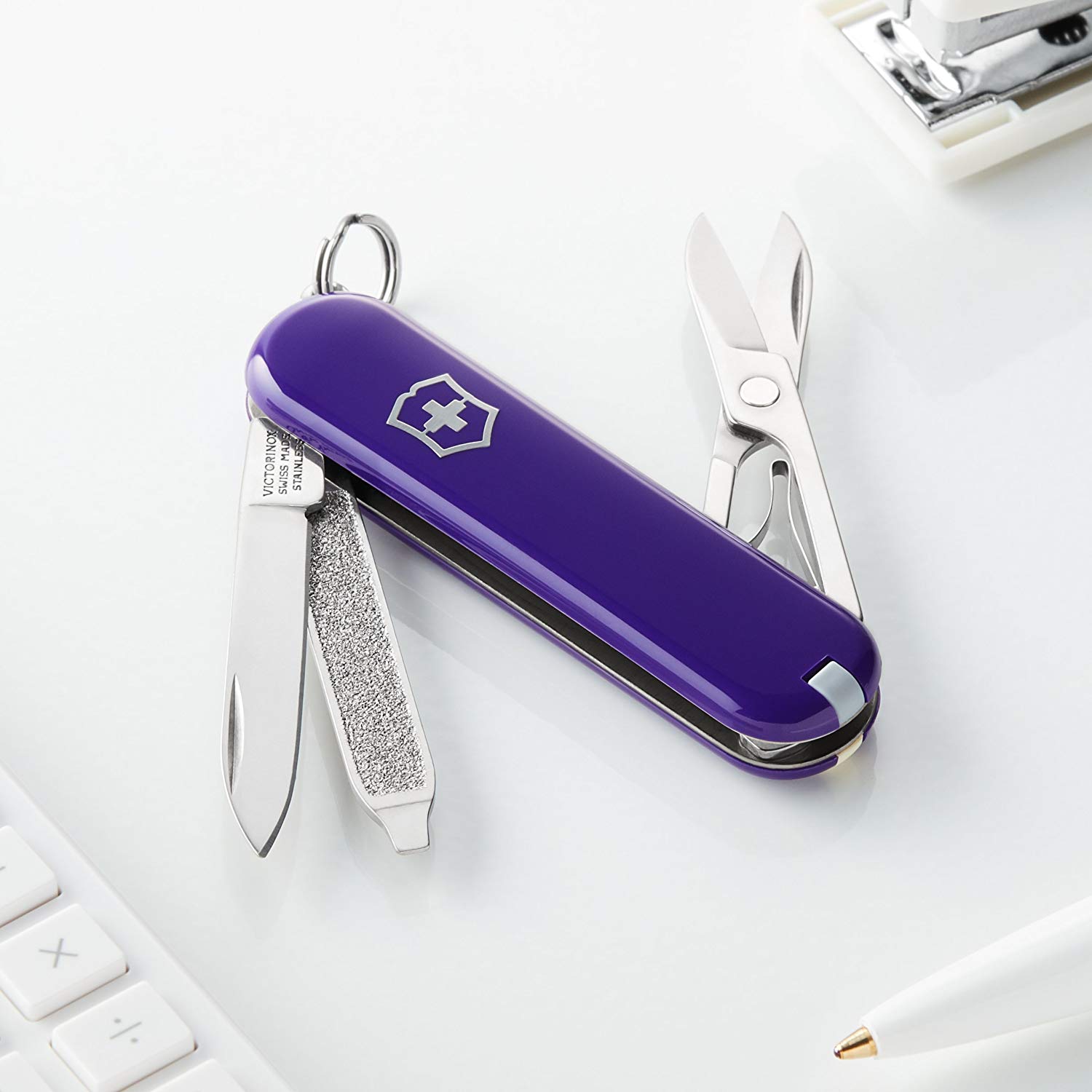 purple swiss army knife