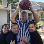 It's Game Time! David Scott, Sam Piazza, John Piazza, Nick Altieri with basketball